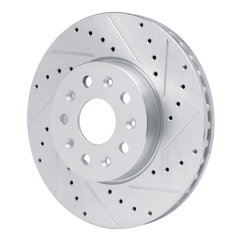 Cadillac CT6 Brake Rotor (1) - Front Right - R1 Concepts - Drilled & Slotted - Silver - `14-`20
